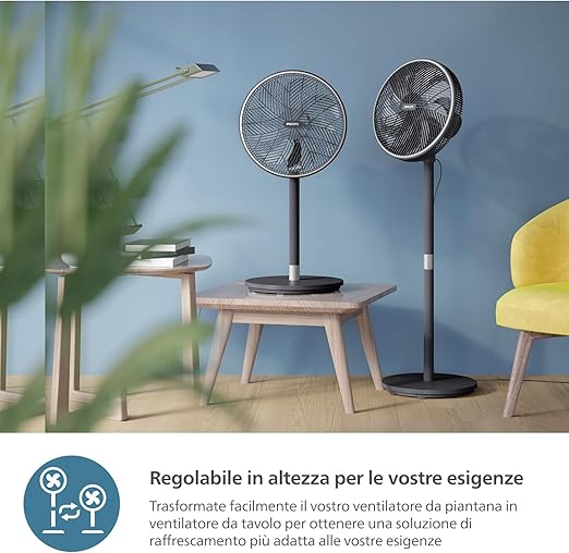 Philips Smart Pedestal Black Fan 3000 Series Powerful & Quiet Silent Wings Technology