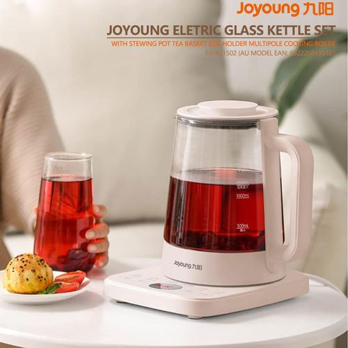 Joyoung Electric Glass Kettle with Tea Basket Multifunction Cooking Boiler 1.5L