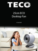 TECO DC Motor Eco 25cm Desk Fan TF25DCERAT Just available in WA only