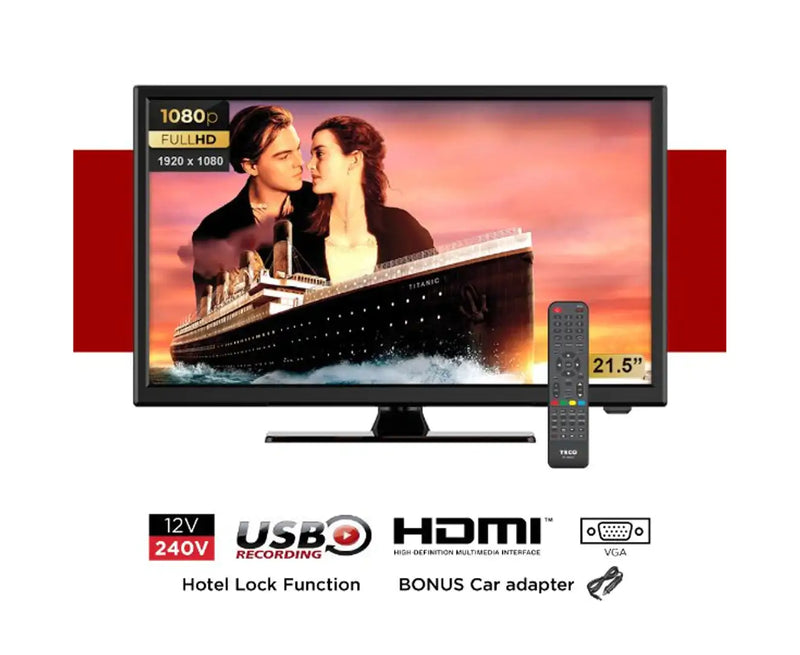 TECO - 21.5" LED Full HD 12V caravan TV.